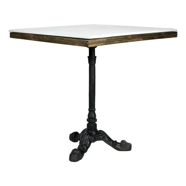 Matthew Izzo Home French Iron, Marble & Brass Square Bistro Table