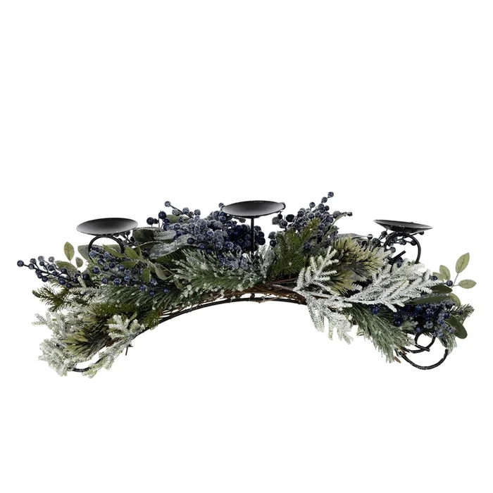 Melrose International Frosted Pine Blueberry Centerpiece Candle Holder 31″H