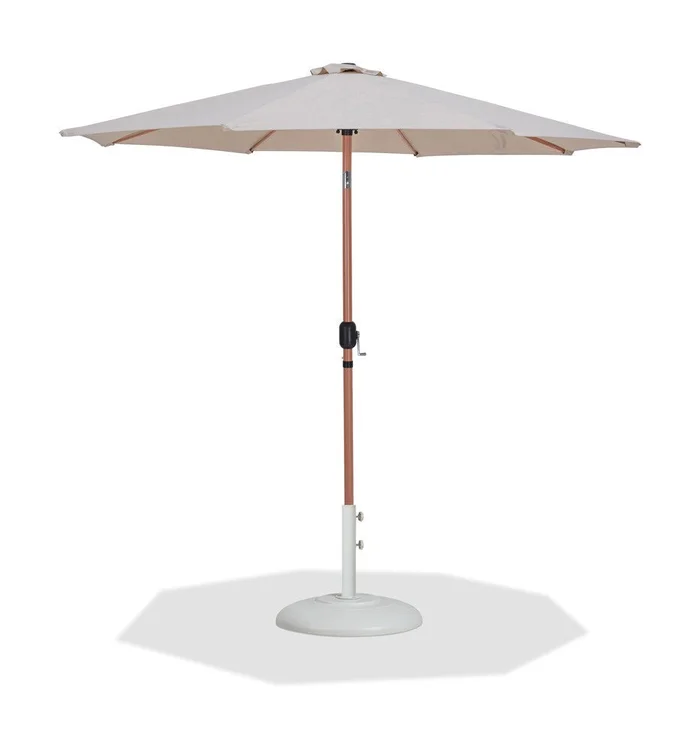 Meridian Furniture – Fiji Beige Fabric / Matte White Aluminum Patio Umbrella with Base Sets – 55014Beige-BW