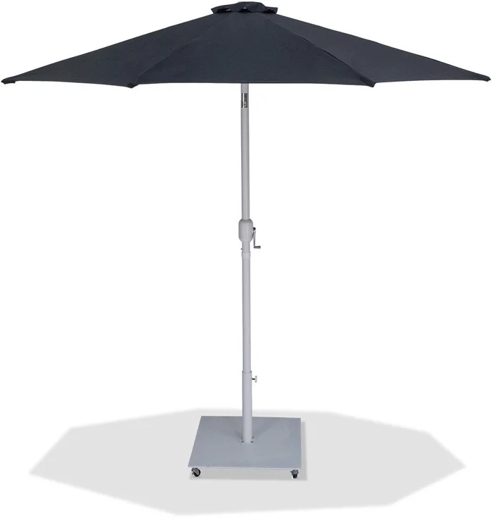Meridian Furniture – Fiji Black Fabric / Matte White Aluminum Patio Umbrella with Base Sets – 55015Black-AW