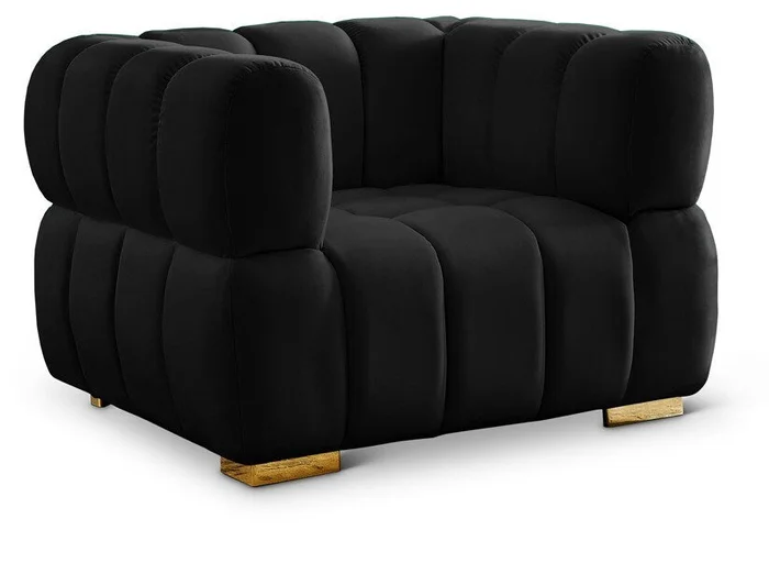 Meridian Furniture – Gwen Black Velvet Chair – 670Black-C