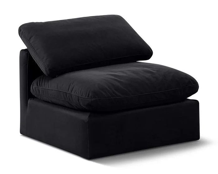 Meridian Furniture – Indulge Black Velvet Armless Chair – 147Black-Armless