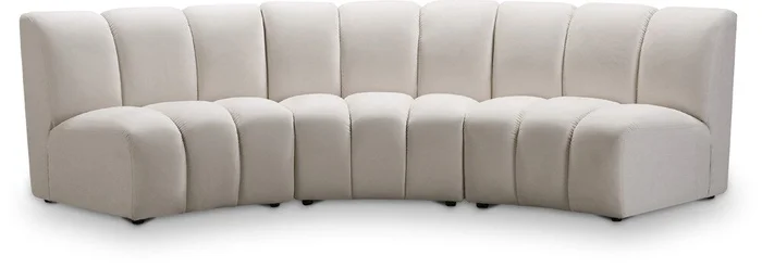 Meridian Furniture – Infinity Cream Velvet 3pc. Modular Sectional – 638Cream-3PC