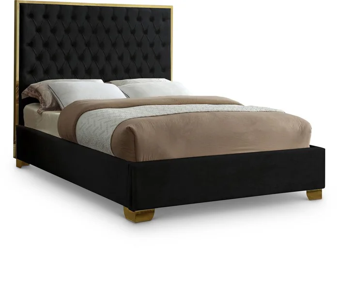 Meridian Furniture – Lana Black Velvet Full Bed – LanaBlack-F