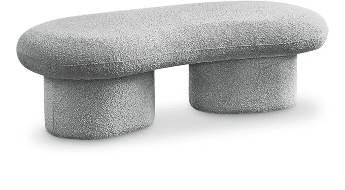 Meridian Furniture – Luka Grey Boucle Fabric Bench – 120Grey