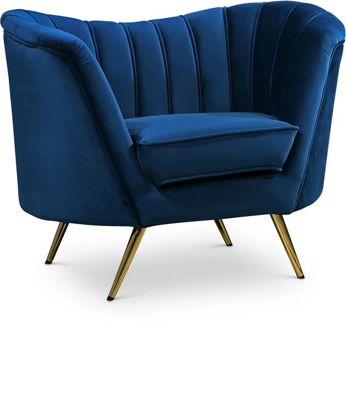 Meridian Furniture – Margo Navy Velvet Chair – 622Navy-C