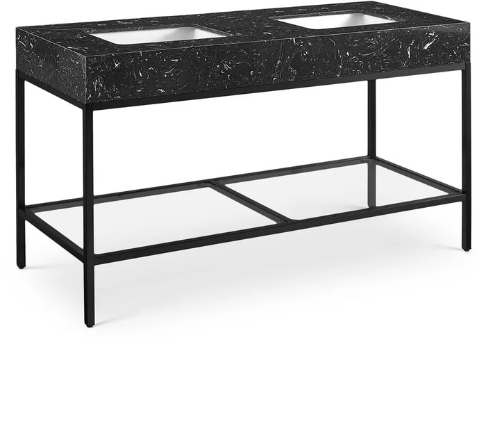 Meridian Furniture – Marmo Black Engineered Marble Bathroom Vanity – 407Black-60