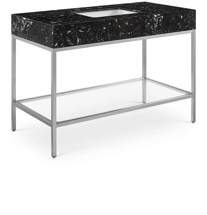 Meridian Furniture – Marmo Black Engineered Marble Bathroom Vanity – 408Black-48