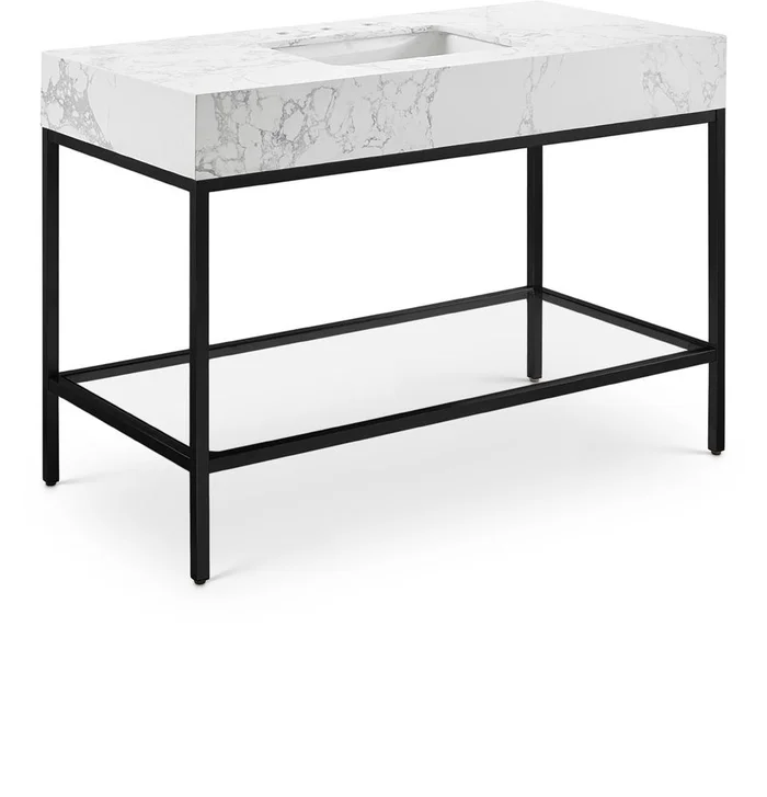 Meridian Furniture – Marmo White Engineered Marble Bathroom Vanity – 407White-48