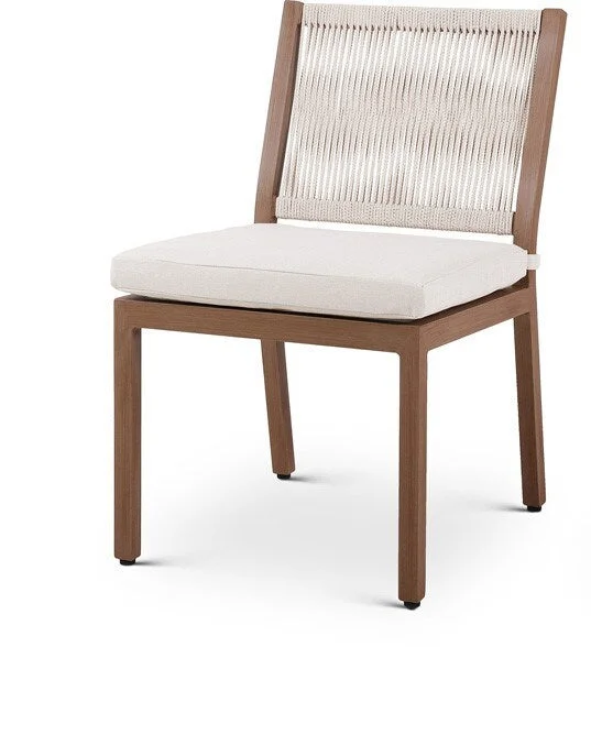 Meridian Furniture – Maui Cream Water Resistant Fabric Outdoor Patio Dining Side Chair (Set of 2) – 362Cream-SC