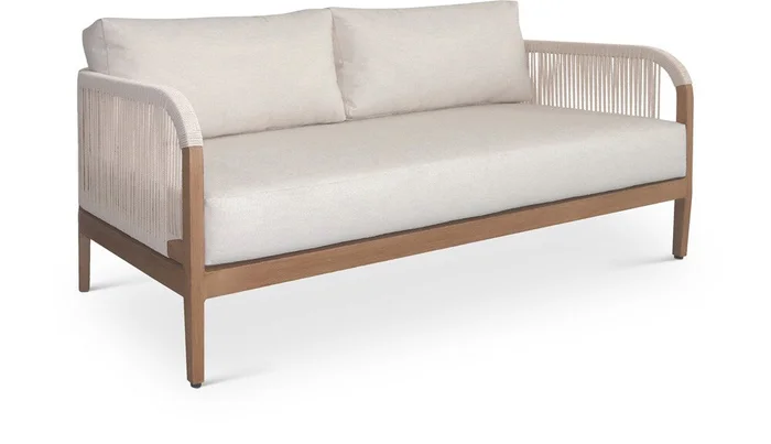 Meridian Furniture – Maui Cream Water Resistant Fabric Outdoor Patio Loveseat – 361Cream-L