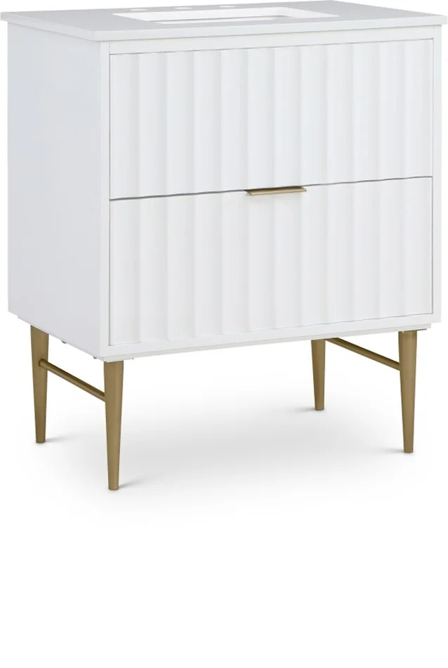 Meridian Furniture – Modernist White Bathroom Vanity – 401White-30
