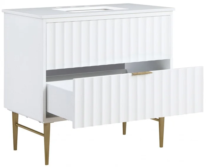 Meridian Furniture – Modernist White Bathroom Vanity – 401White-36