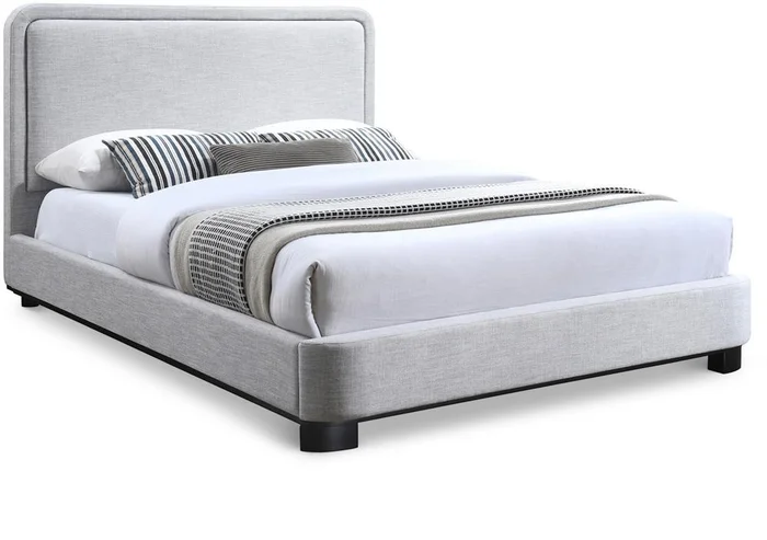 Meridian Furniture – Nolita Grey Linen Textured Fabric Full Bed – B1202Grey-F
