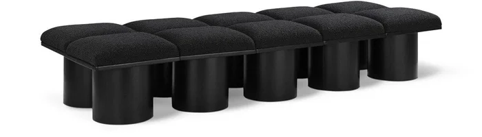 Meridian Furniture – Pavilion Black Boucle Fabric Bench – 10Pc – 466Black-10C