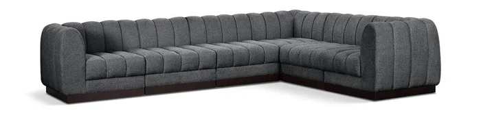 Meridian Furniture – Quinn Grey Chenille Fabric Modular Sectional – 6Pc – 124Grey-Sec6C