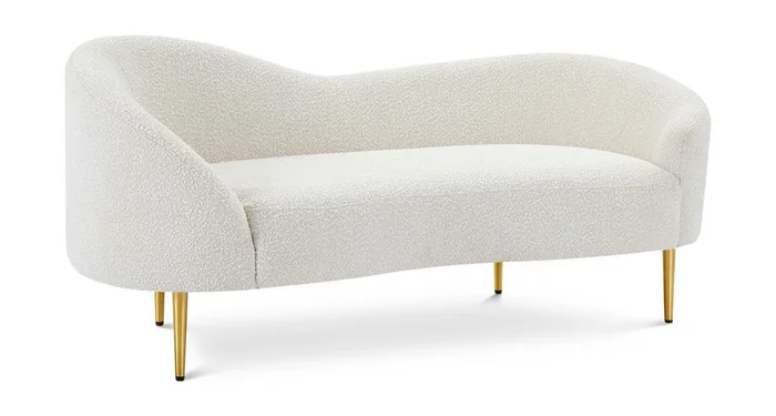 Meridian Furniture – Ritz Cream Boucle Fabric Loveseat – 477Cream-L
