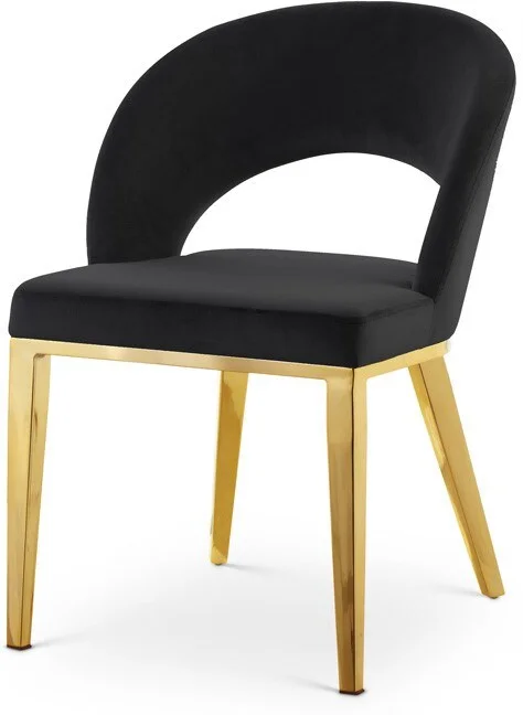 Meridian Furniture – Roberto Black Velvet Dining Chair – 765Black-C