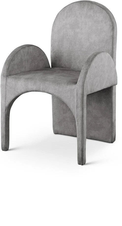 Meridian Furniture – Summer Grey Velvet Dining Arm Chair (Set of 2) – 803Grey-AC