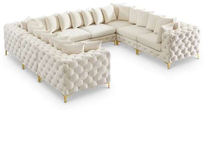 Meridian Furniture – Tremblay Cream Velvet Modular Sectional – 8Pc – 686Cream-Sec8A