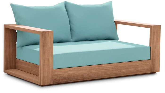 Meridian Furniture – Tulum Blue Water Resistant Fabric Outdoor Loveseat – 353SeaBlue-L