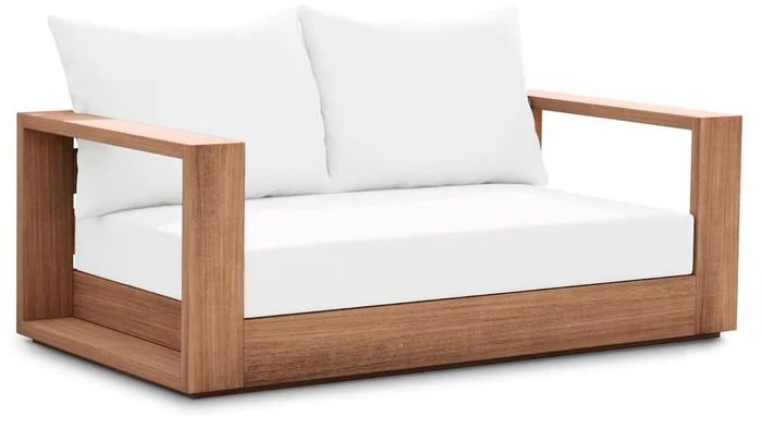 Meridian Furniture – Tulum Off White Water Resistant Fabric Outdoor Loveseat – 353White-L