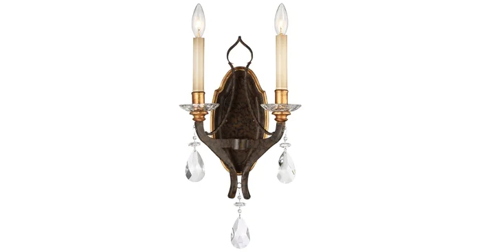 Metropolitan Chateau Nobles 2 Light 11″ Wide Wall Sconce with Crystal Accents