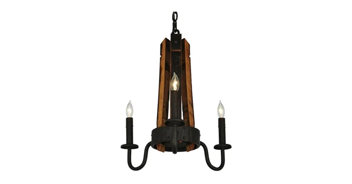 Meyda Tiffany 17″ Wide Barrel Stave Madera 3 Light Chandelier