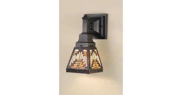 Meyda Tiffany Stained Glass / Tiffany Down Lighting Wall Sconce from the Mission Collection