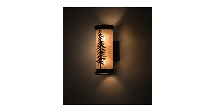 Meyda Tiffany Tall Pines 2 Light 13″ Tall Wall Sconce with Cylinder Shade
