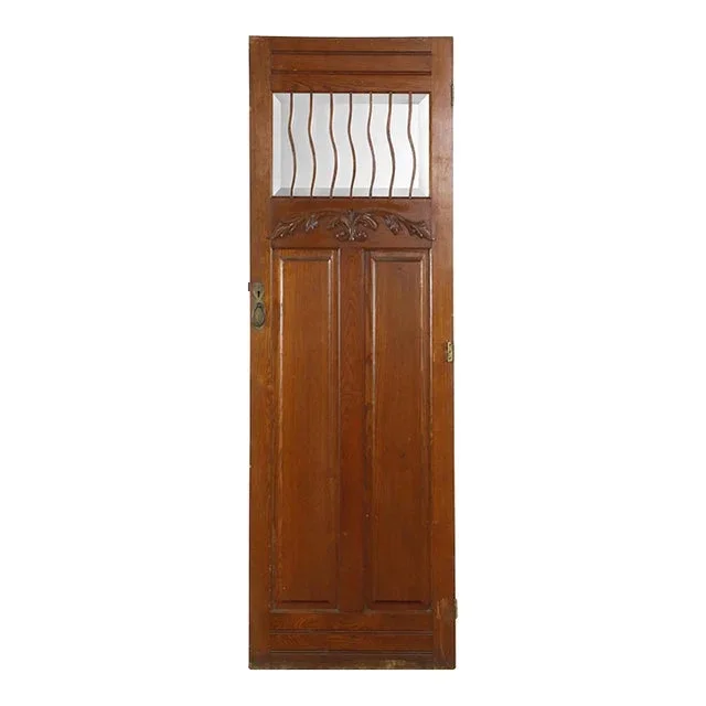 Mid 20th Century Carved Oak Beveled Mirror Cabinet Door