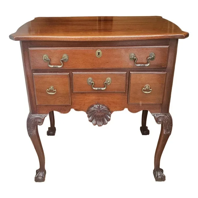 Mid Century Chippendale Heirloom Mahogany Ball and Claw Lowboy Chest