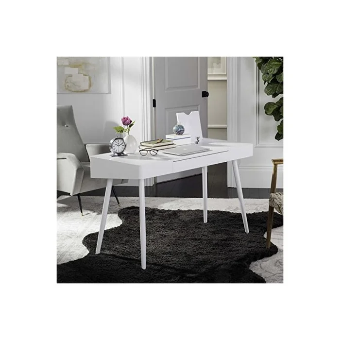 Mid Century Scandinavian One Drawer Desk with Drawer and Mid Century Design – Safavieh