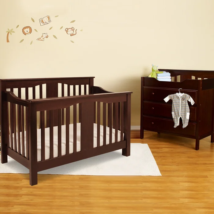 Million Dollar Baby 2 Piece Nursery Set – Annabelle 4-in-1 Convertible Crib and DaVinci Jayden 3 Drawer Changer in Espresso