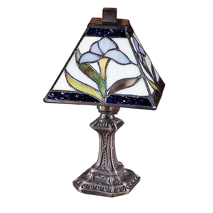 Mini Tiffany Style Accent Table Lamp with Glass Shade and Metal Base – Dale Tiffany Lamps