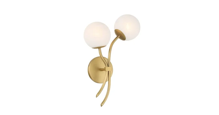 Minka Lavery Curven 2 Light 18″ Tall Wall Sconce with Etched Glass Shades