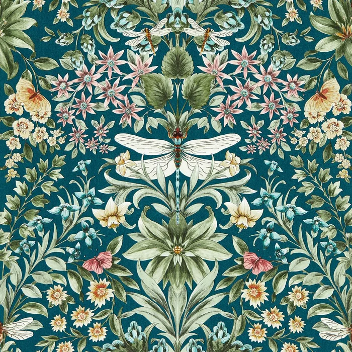 Mirabell Wallpaper – Teal – Clarke & Clarke