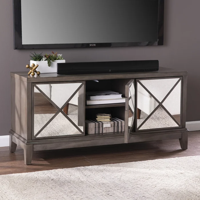 Mirrored Media Cabinet with Storage TV Console – SEI