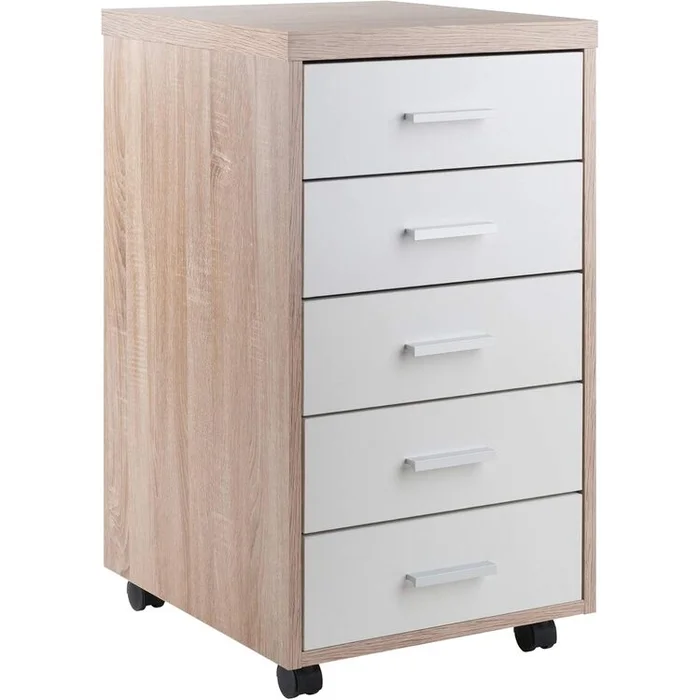 Mobile Storage Cabinet with 5 Reclaimed Wood Drawers, White Finish – Winsome Wood