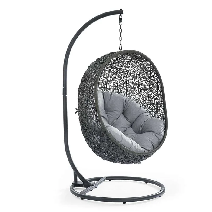 Modway – Hide Outdoor Patio Sunbrella Swing Chair With Stand – EEI-3929-GRY-GRY