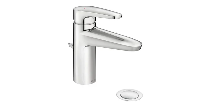 Moen M-Dura Single Hole Bathroom Faucet with Metal Pop-Up Drain Assembly