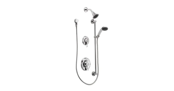 Moen Shower System with 2.5 GPM Single Function Shower Head and Posi-Temp Pressure Balancing Rough-In Valve from the Commercial Collection