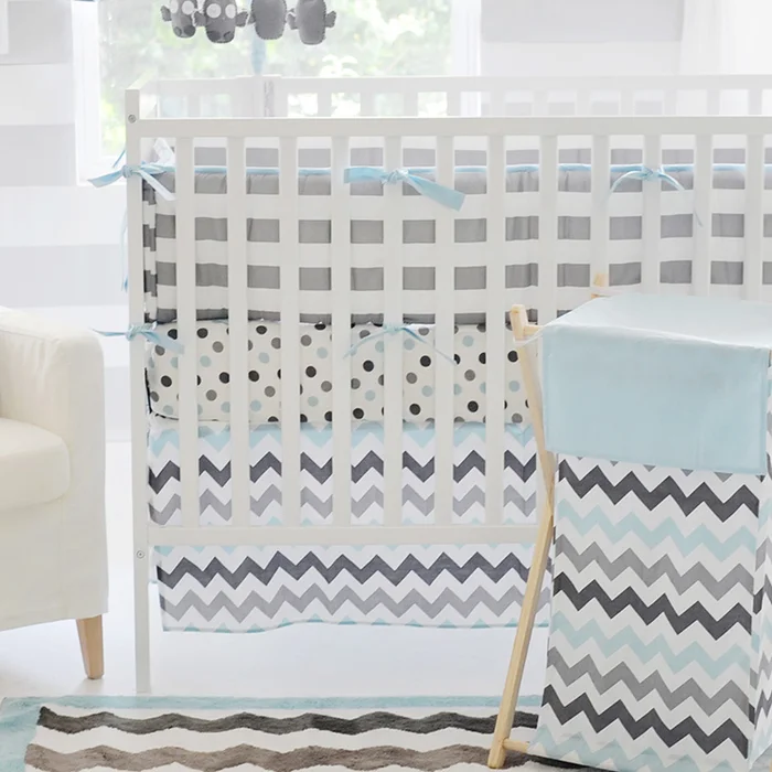 My Baby Sam Chevron Baby In Aqua 3 Piece Crib Set