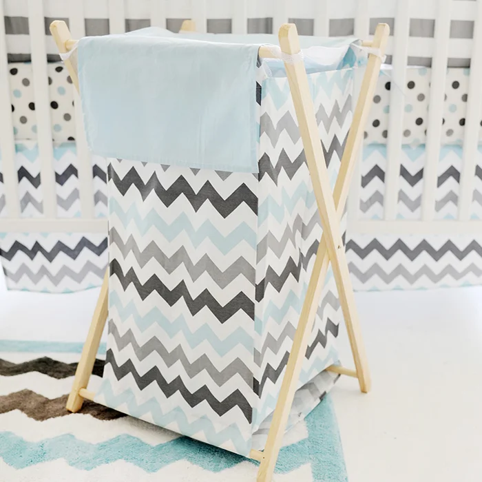 My Baby Sam Chevron Baby In Aqua Hamper