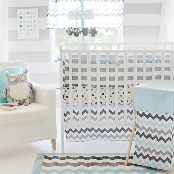 My Baby Sam Chevron In Aqua Twin Size Bedding