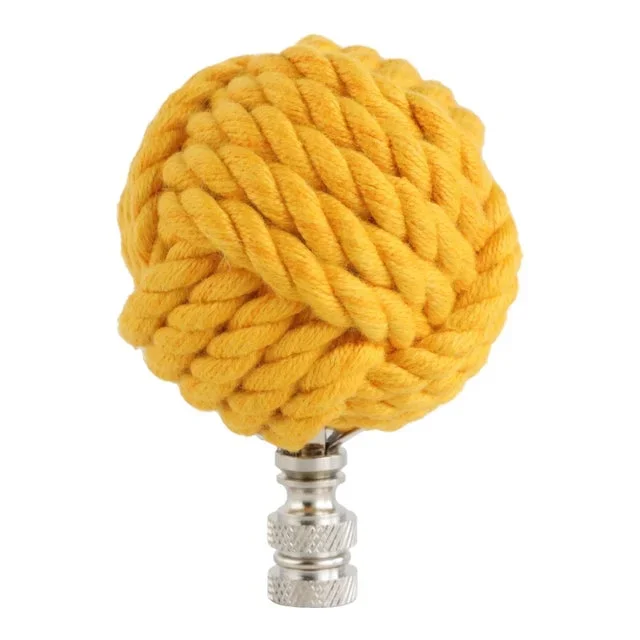 Nautical Knot Lamp Finial in Golden Yellow on Chrome Hardware