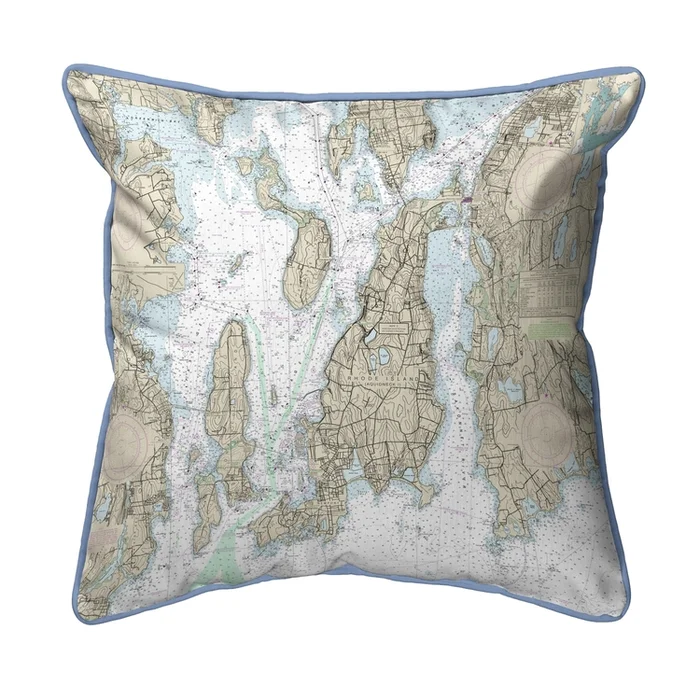 Nautical Map Pillow Indoor Outdoor Use Fade Resistant Machine Washable