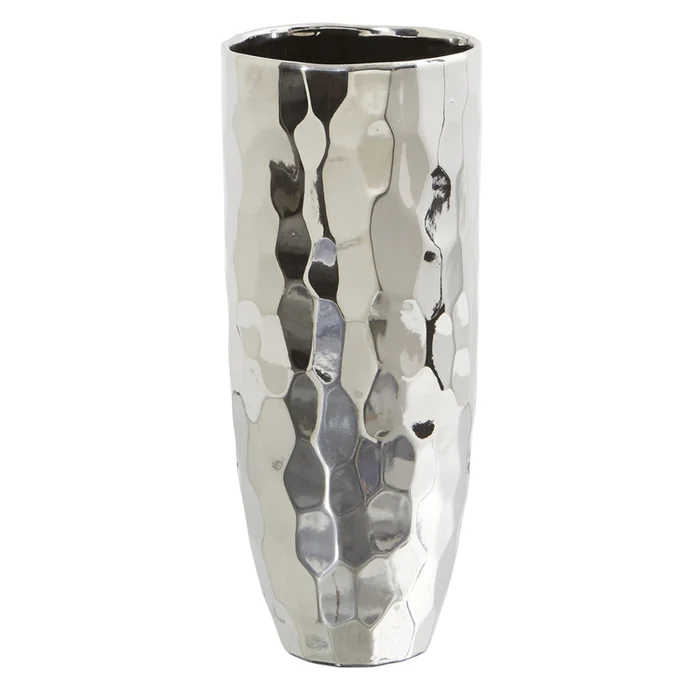 Nearly Natural 13in. Designer Silver Cylinder Vase