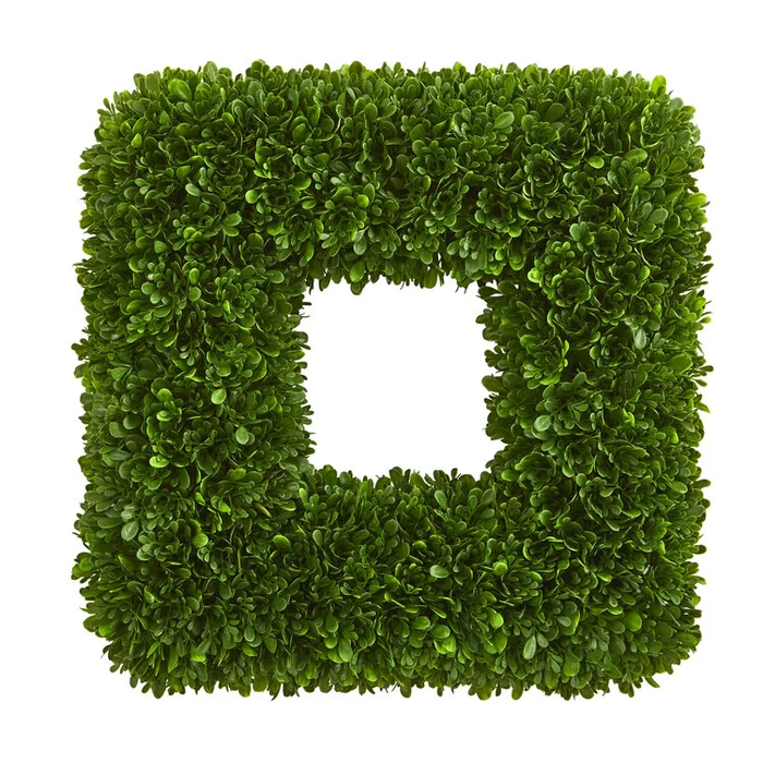 Nearly Natural 17in. Tea Leaf Square Wreath UV Resistant (Indoor/Outdoor)