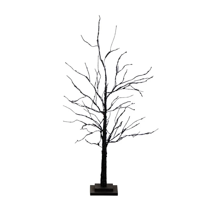 Nearly Natural 3ft. Pre-Lit Halloween Black Twig Artificial Tree with 80 Orange & Purple LED Lights